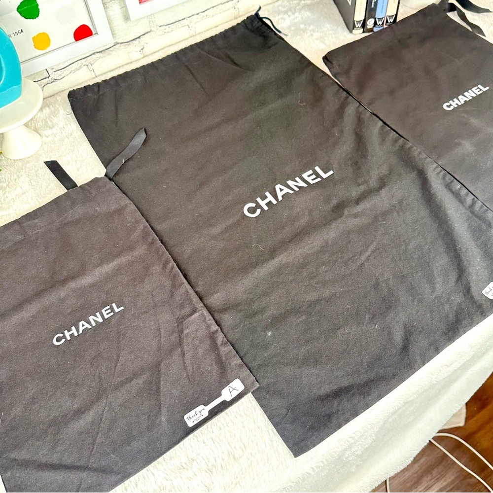 CHANEL BLACK Drawstring DUST BAG (only Letter A is left) 13” X 9” approximately